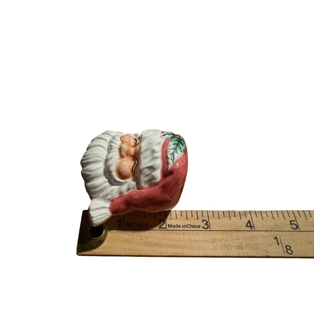 Vintage Ceramic Santa Head Napkin Rings Set of 6 Christmas Holiday Table